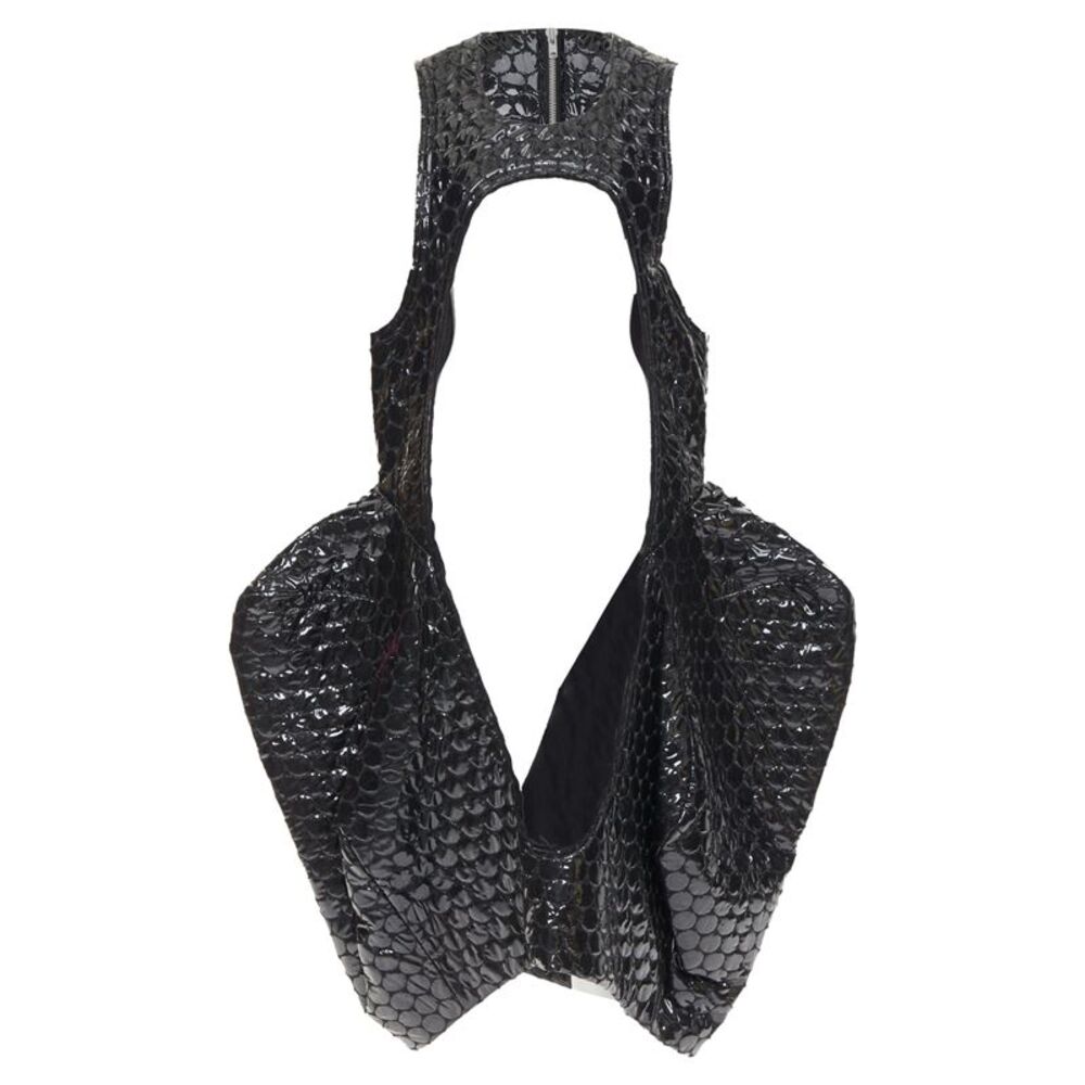 Comme des Garcons black PVC bubble quilted cut out dress